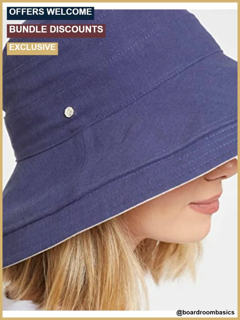 UPF 50+ Reversible Wide Brim Sun Hat Natural Cotton Linen Blend